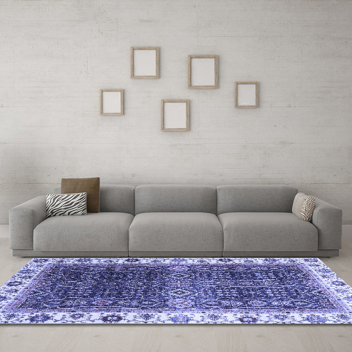 Machine Washable Abstract Blue Modern Rug in a Living Room, wshabs3116blu