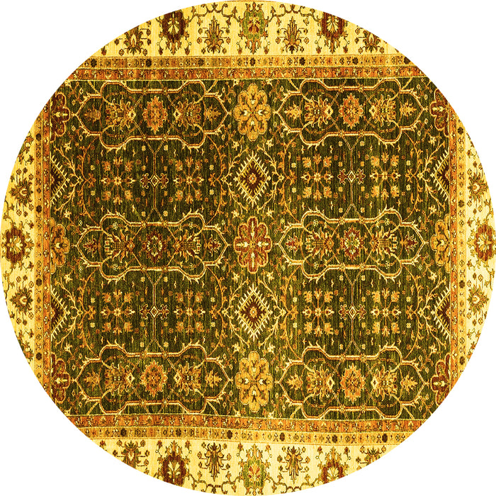 Round Machine Washable Abstract Yellow Modern Rug, wshabs3116yw