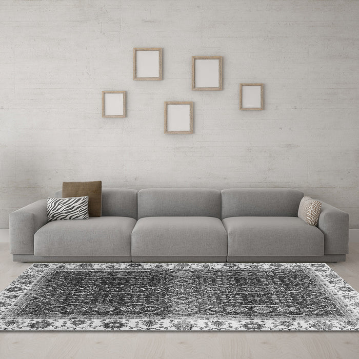 Machine Washable Abstract Gray Modern Rug in a Living Room,, wshabs3116gry