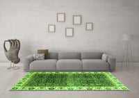 Machine Washable Abstract Green Modern Rug, wshabs3116grn