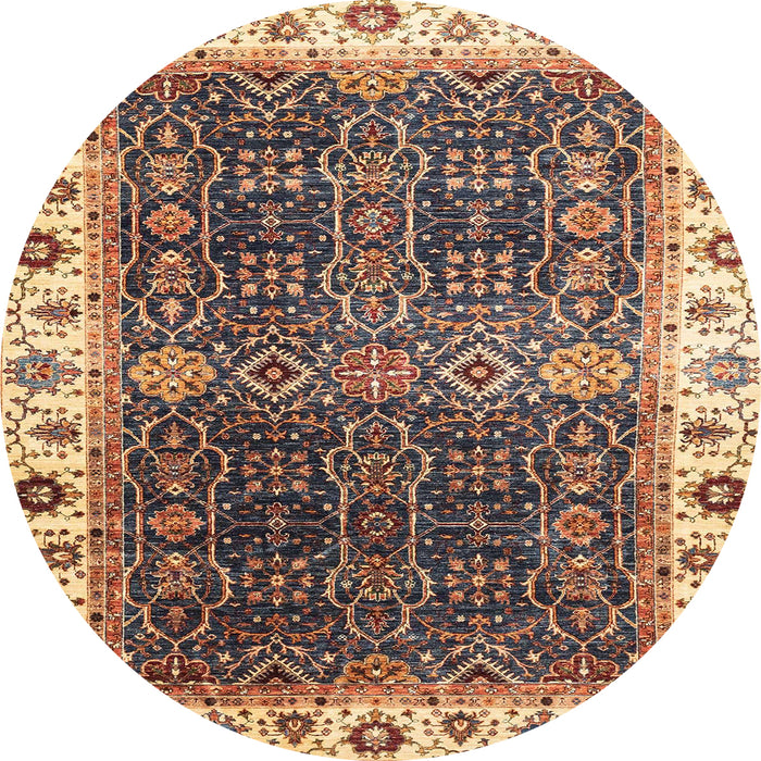 Round Abstract Red Brown Modern Rug, abs3116