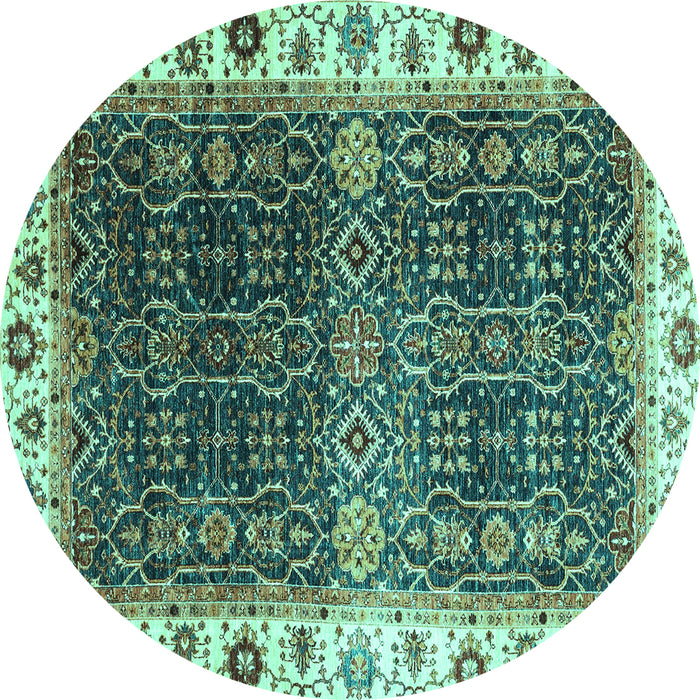 Round Machine Washable Abstract Turquoise Modern Area Rugs, wshabs3116turq