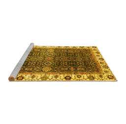 Sideview of Machine Washable Abstract Yellow Modern Rug, wshabs3116yw