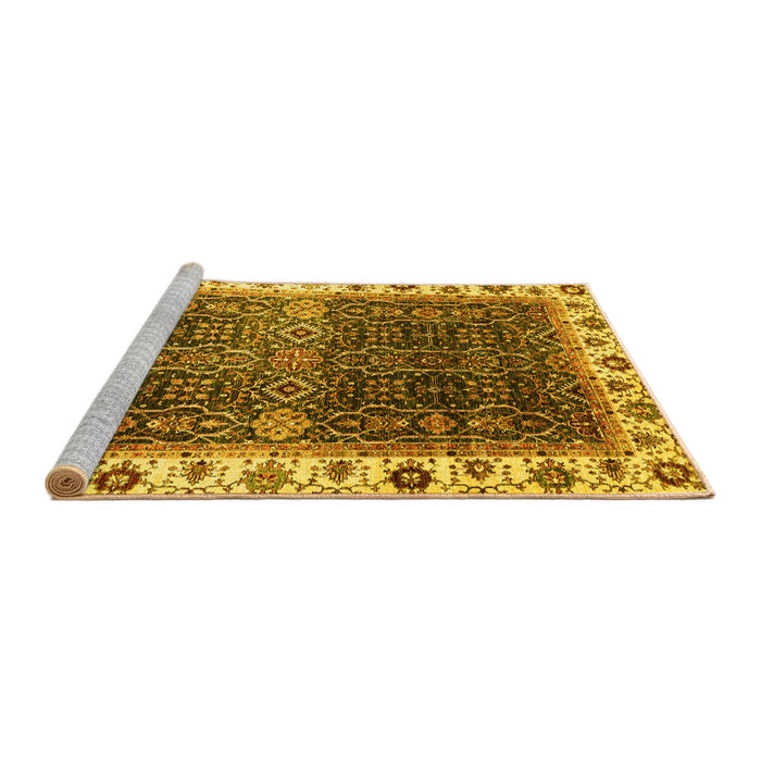 Sideview of Machine Washable Abstract Yellow Modern Rug, wshabs3116yw