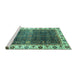 Sideview of Machine Washable Abstract Turquoise Modern Area Rugs, wshabs3116turq