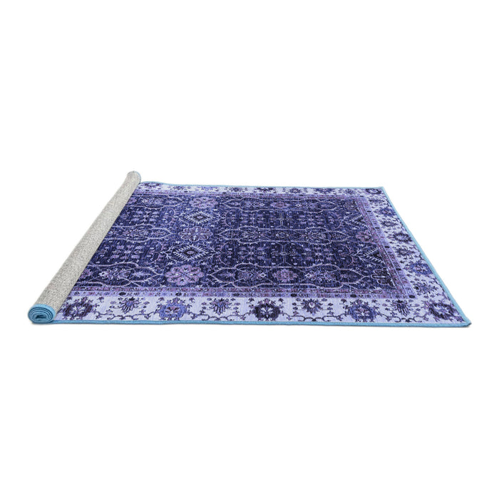Sideview of Machine Washable Abstract Blue Modern Rug, wshabs3116blu