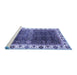 Sideview of Machine Washable Abstract Blue Modern Rug, wshabs3116blu