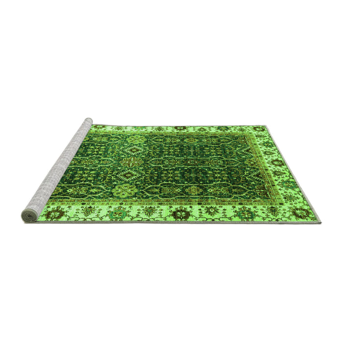 Sideview of Machine Washable Abstract Green Modern Area Rugs, wshabs3116grn