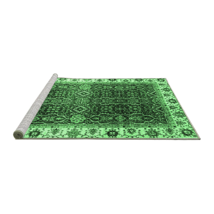 Sideview of Machine Washable Abstract Emerald Green Modern Area Rugs, wshabs3116emgrn