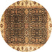 Round Machine Washable Abstract Brown Modern Rug, wshabs3116brn