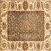 Square Machine Washable Oriental Brown Traditional Rug, wshabs3117brn