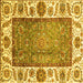 Square Machine Washable Oriental Yellow Traditional Rug, wshabs3117yw