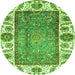 Round Oriental Green Traditional Rug, abs3117grn