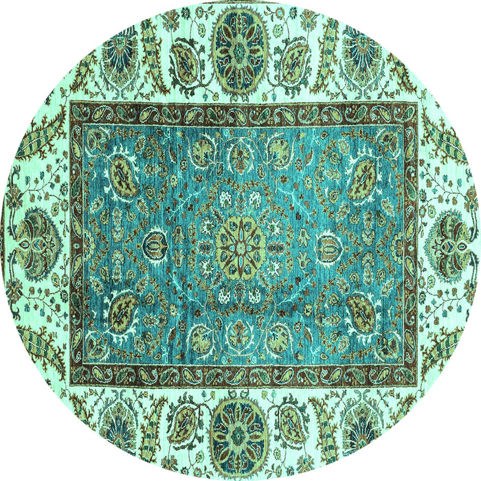 Round Oriental Turquoise Traditional Rug, abs3117turq