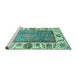 Sideview of Machine Washable Oriental Turquoise Traditional Area Rugs, wshabs3117turq