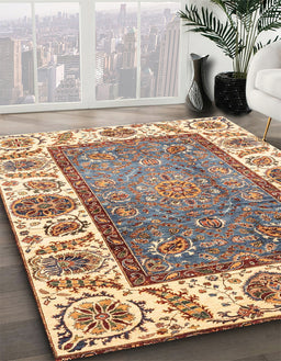 Abstract Sienna Brown Oriental Rug in Family Room, abs3117