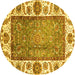 Round Oriental Yellow Traditional Rug, abs3117yw