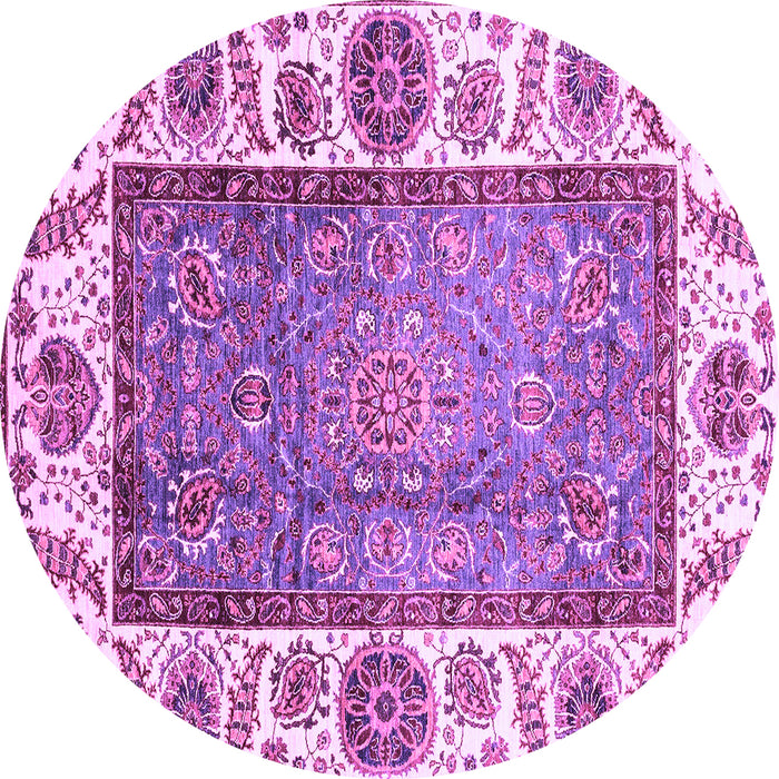 Round Machine Washable Oriental Purple Traditional Area Rugs, wshabs3117pur