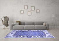 Machine Washable Oriental Blue Traditional Rug, wshabs3117blu