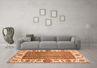 Machine Washable Oriental Orange Traditional Rug, wshabs3117org