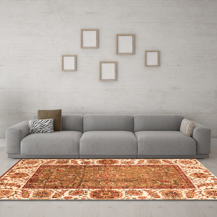 Machine Washable Oriental Orange Traditional Area Rugs in a Living Room, wshabs3117org