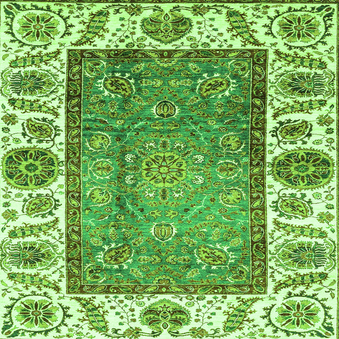 Square Machine Washable Oriental Green Traditional Area Rugs, wshabs3117grn