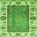 Square Machine Washable Oriental Green Traditional Area Rugs, wshabs3117grn