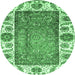 Round Oriental Emerald Green Traditional Rug, abs3117emgrn