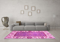 Machine Washable Oriental Pink Traditional Rug, wshabs3117pnk