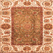 Square Machine Washable Oriental Orange Traditional Area Rugs, wshabs3117org