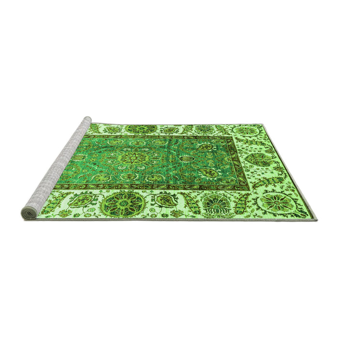 Sideview of Machine Washable Oriental Green Traditional Area Rugs, wshabs3117grn