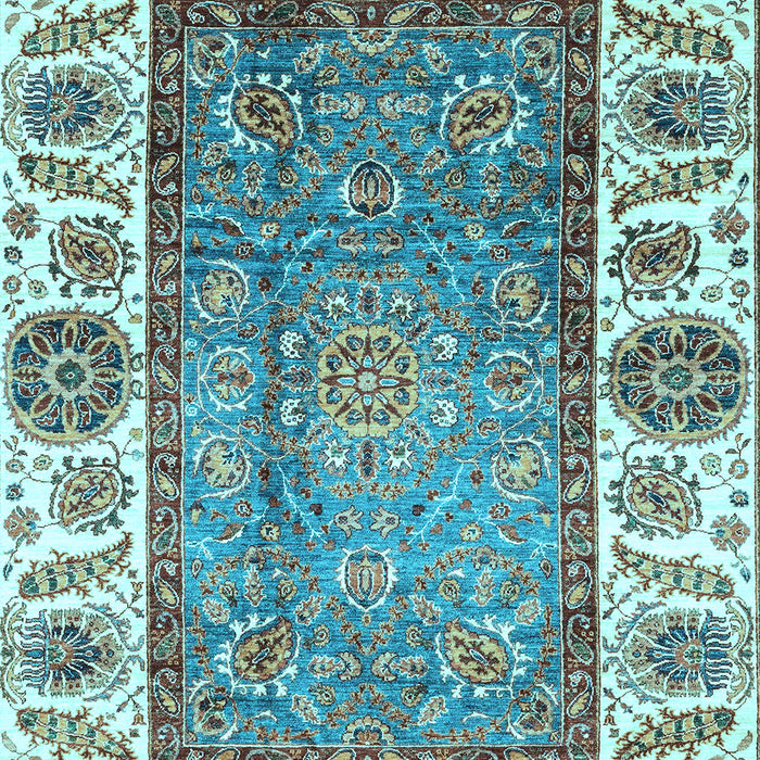 Machine Washable Oriental Light Blue Traditional Rug, wshabs3117lblu