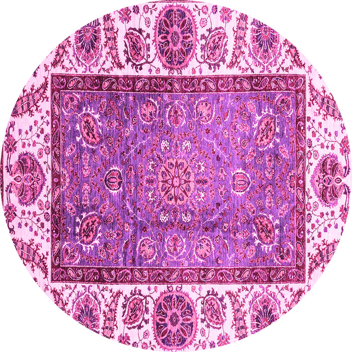 Round Oriental Pink Traditional Rug, abs3117pnk
