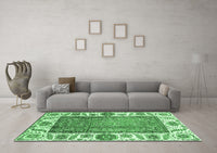 Machine Washable Oriental Emerald Green Traditional Rug, wshabs3117emgrn