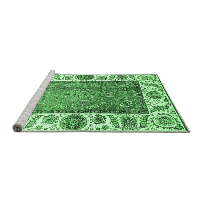 Sideview of Machine Washable Oriental Emerald Green Traditional Area Rugs, wshabs3117emgrn