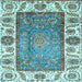 Square Machine Washable Oriental Light Blue Traditional Rug, wshabs3117lblu