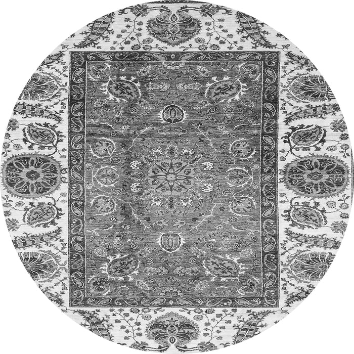 Round Oriental Gray Traditional Rug, abs3117gry
