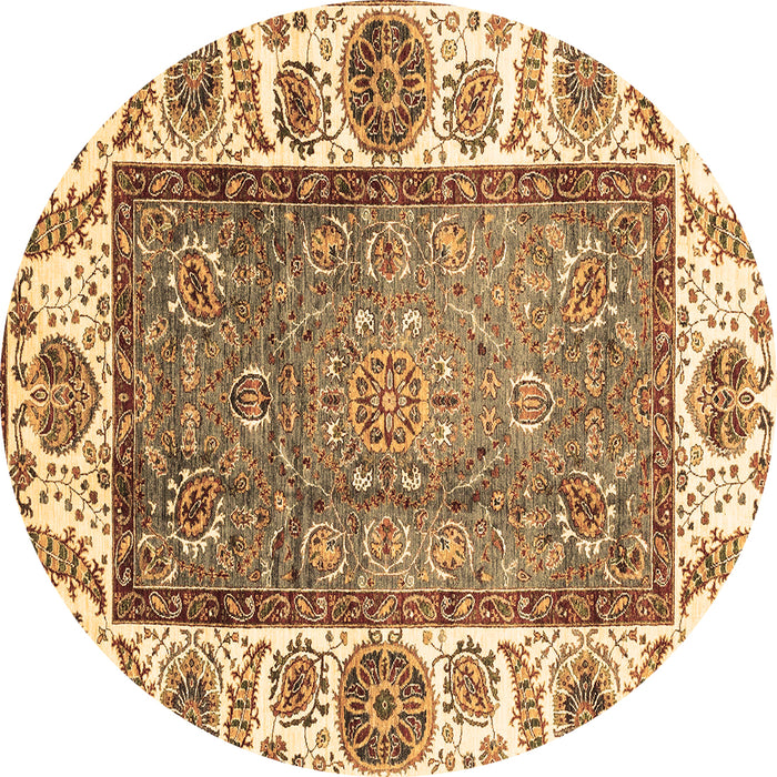Round Oriental Brown Traditional Rug, abs3117brn