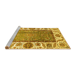 Sideview of Machine Washable Oriental Yellow Traditional Rug, wshabs3117yw