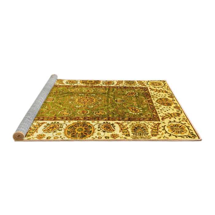Sideview of Machine Washable Oriental Yellow Traditional Rug, wshabs3117yw