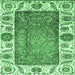 Square Machine Washable Oriental Emerald Green Traditional Area Rugs, wshabs3117emgrn