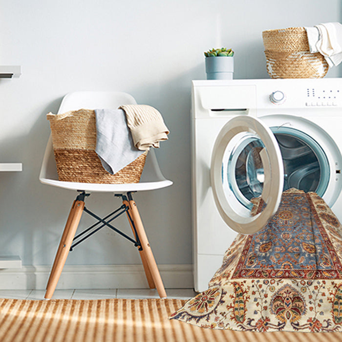 Machine Washable Abstract Sienna Brown Rug in a Washing Machine, wshabs3117