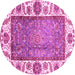 Round Machine Washable Oriental Pink Traditional Rug, wshabs3117pnk