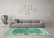 Machine Washable Oriental Turquoise Traditional Area Rugs in a Living Room,, wshabs3117turq