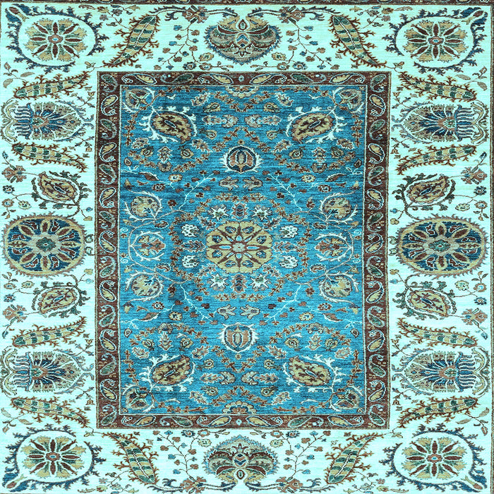 Square Oriental Light Blue Traditional Rug, abs3117lblu