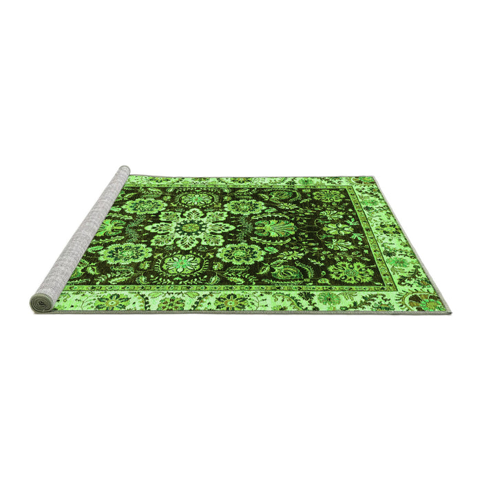 Sideview of Machine Washable Abstract Green Modern Area Rugs, wshabs3118grn