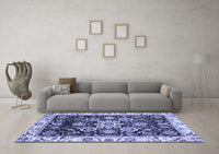 Machine Washable Abstract Blue Modern Rug, wshabs3118blu