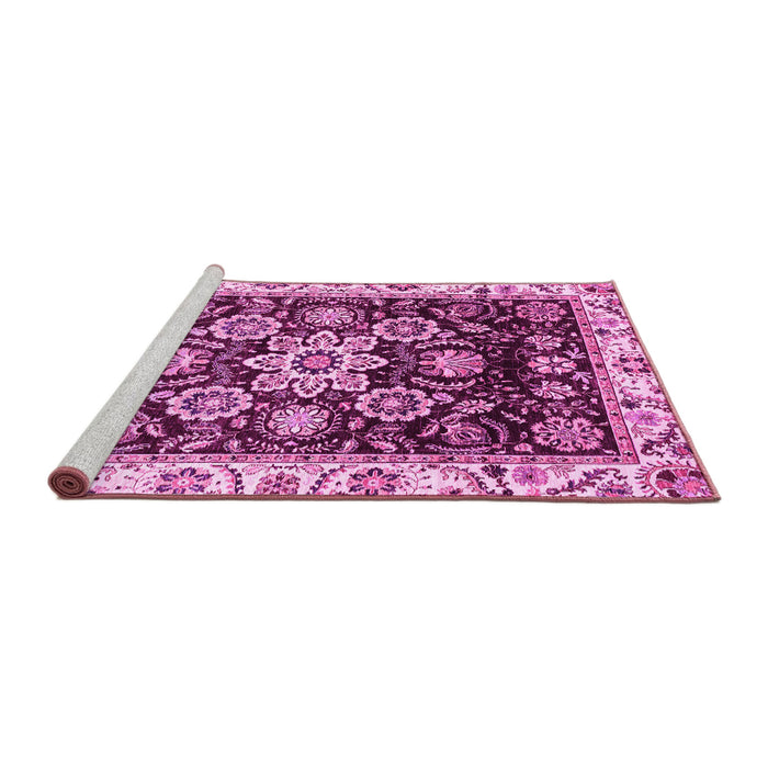 Sideview of Machine Washable Abstract Pink Modern Rug, wshabs3118pnk