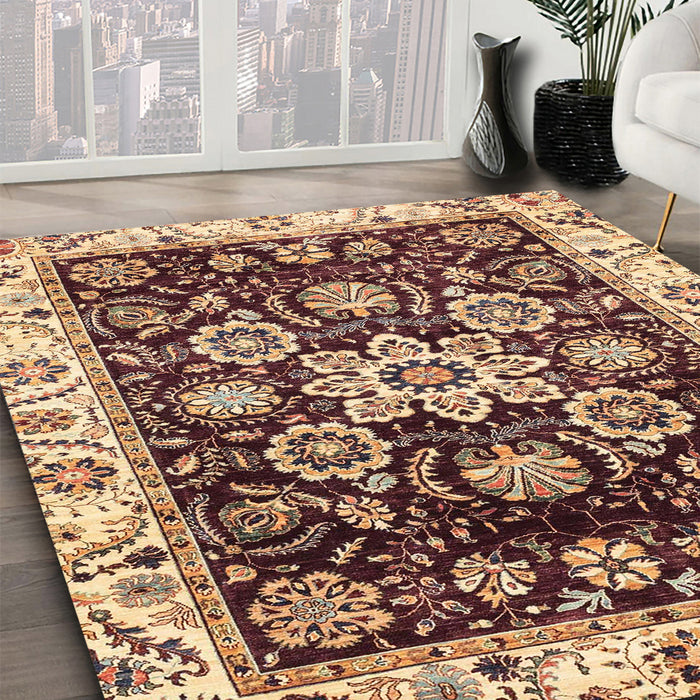 Abstract Red Modern Rug in Family Room, abs3118