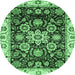 Round Abstract Emerald Green Modern Rug, abs3118emgrn